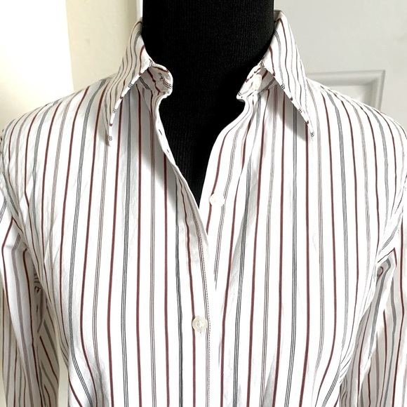 Lauren Ralph Lauren Red And White Striped Button Down Shirt - Picture 6 of 11